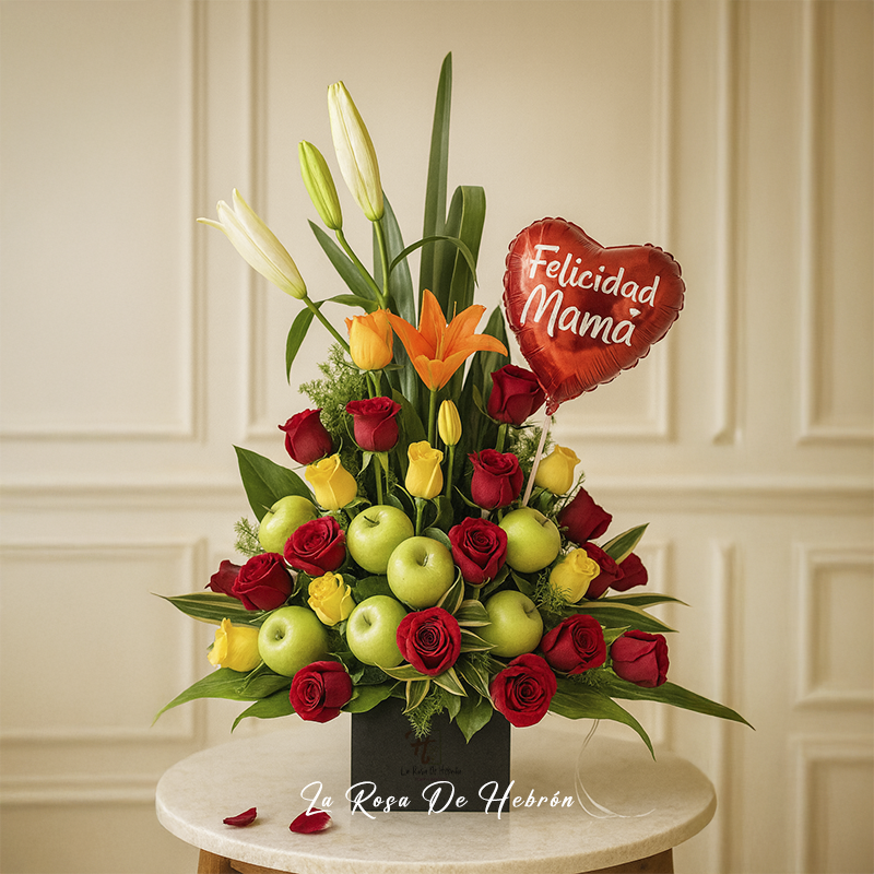 Arreglo Floral y Frutas Mamá