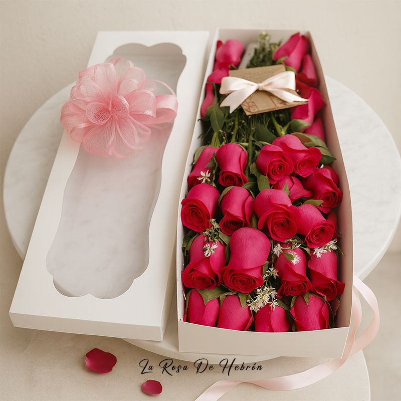 Caja de Rosas Fucsia