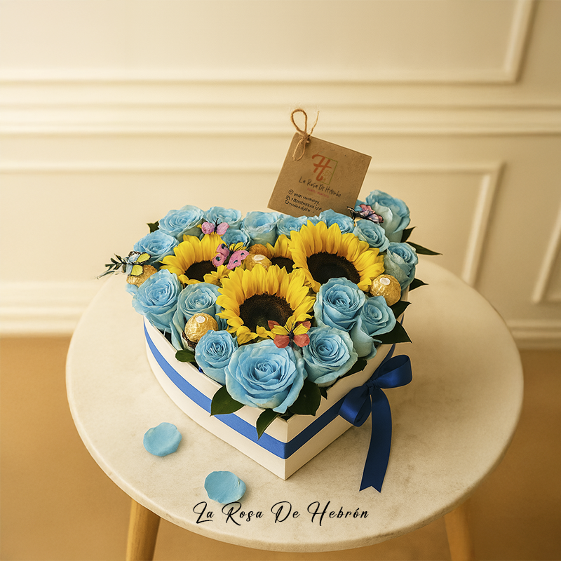 Corazón Rosas Azules