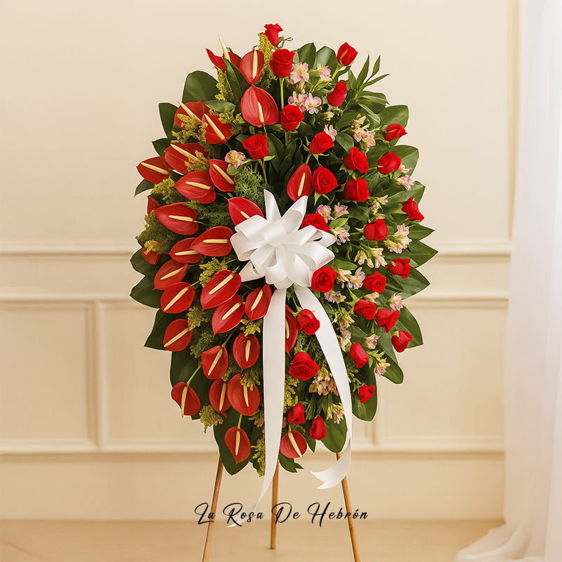 Corona Fúnebre Rosas Rojas