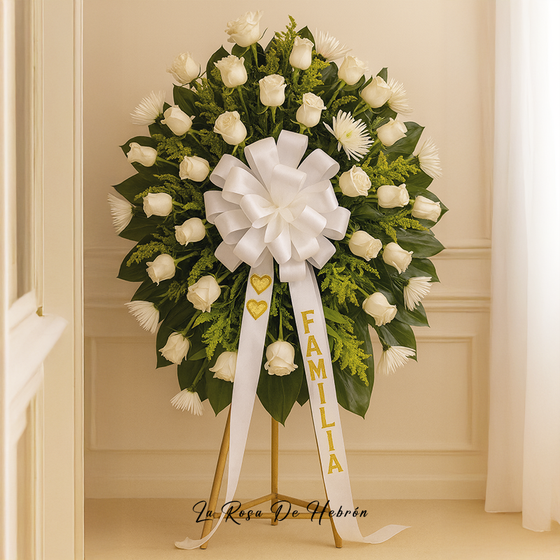 Corona fúnebre rosas y crisantemos