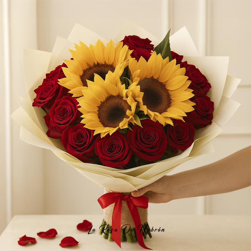 Ramillete de Rosas y Girasoles