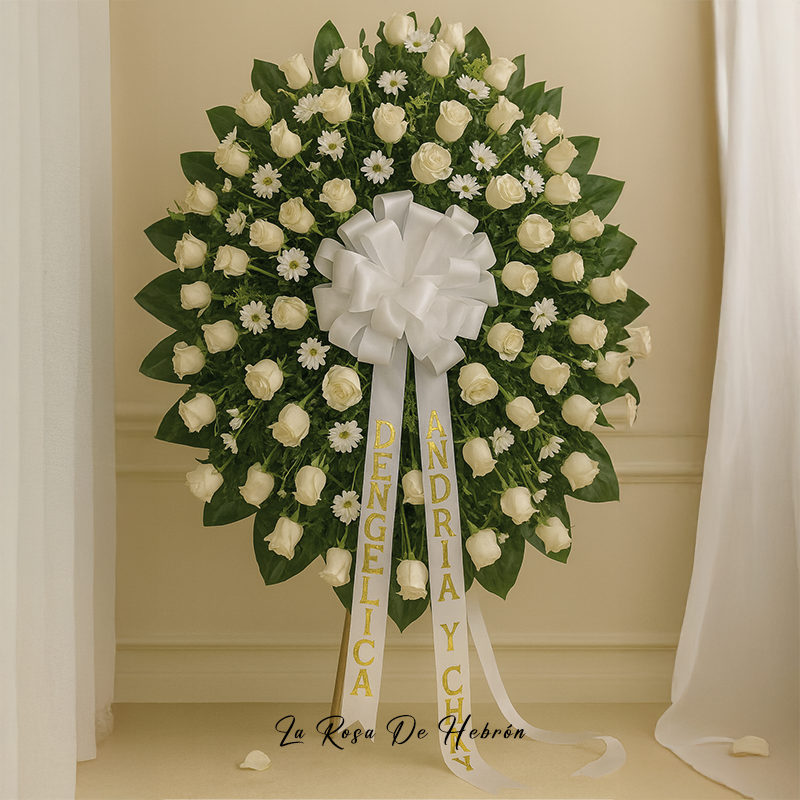 Corona Fúnebre Rosas y Margaritas