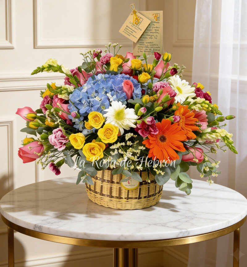 Arreglo Floral en Canasta Tejida