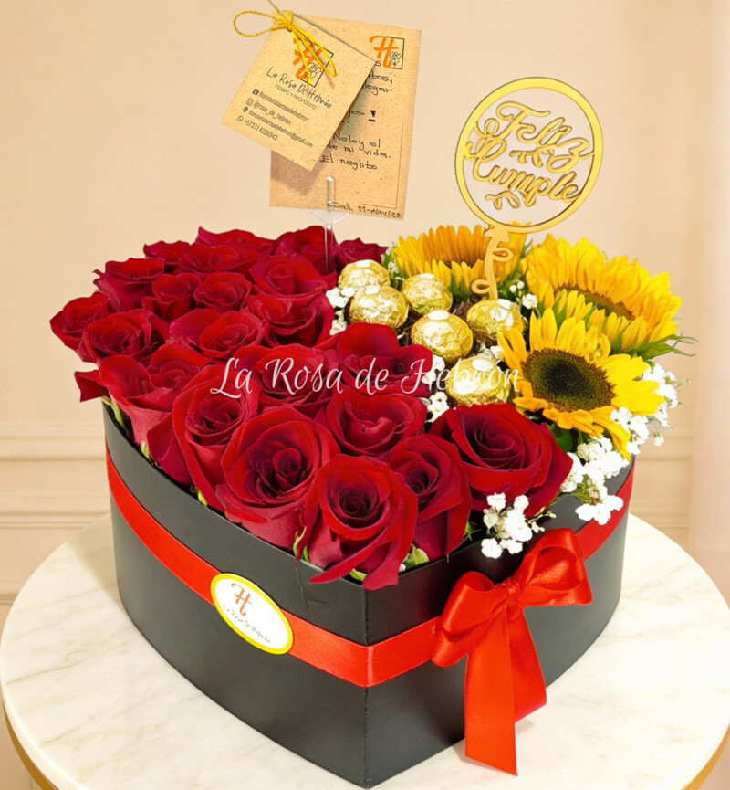 Corazón de Rosas Brillo Dorado