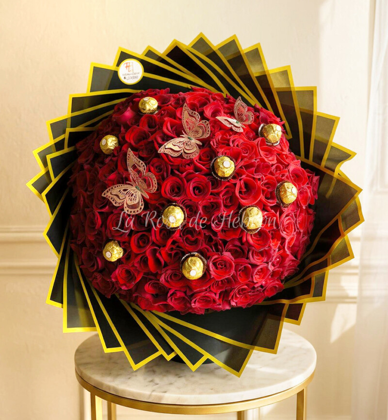 Buchón de 120 Rosas Rojas Pasión Suprema